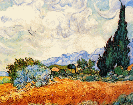 Wheat Field With Cypresses